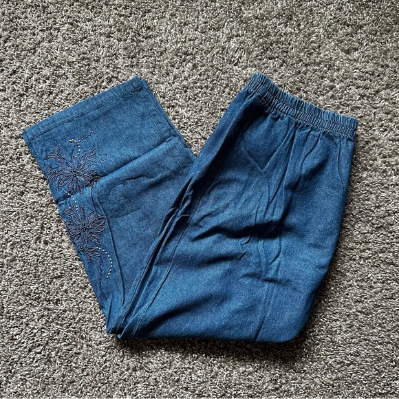 Vintage Retro 80s Jenny Bedazzled Embroidered Blue 2 Piece Set Size XL - Picture 5 of 9